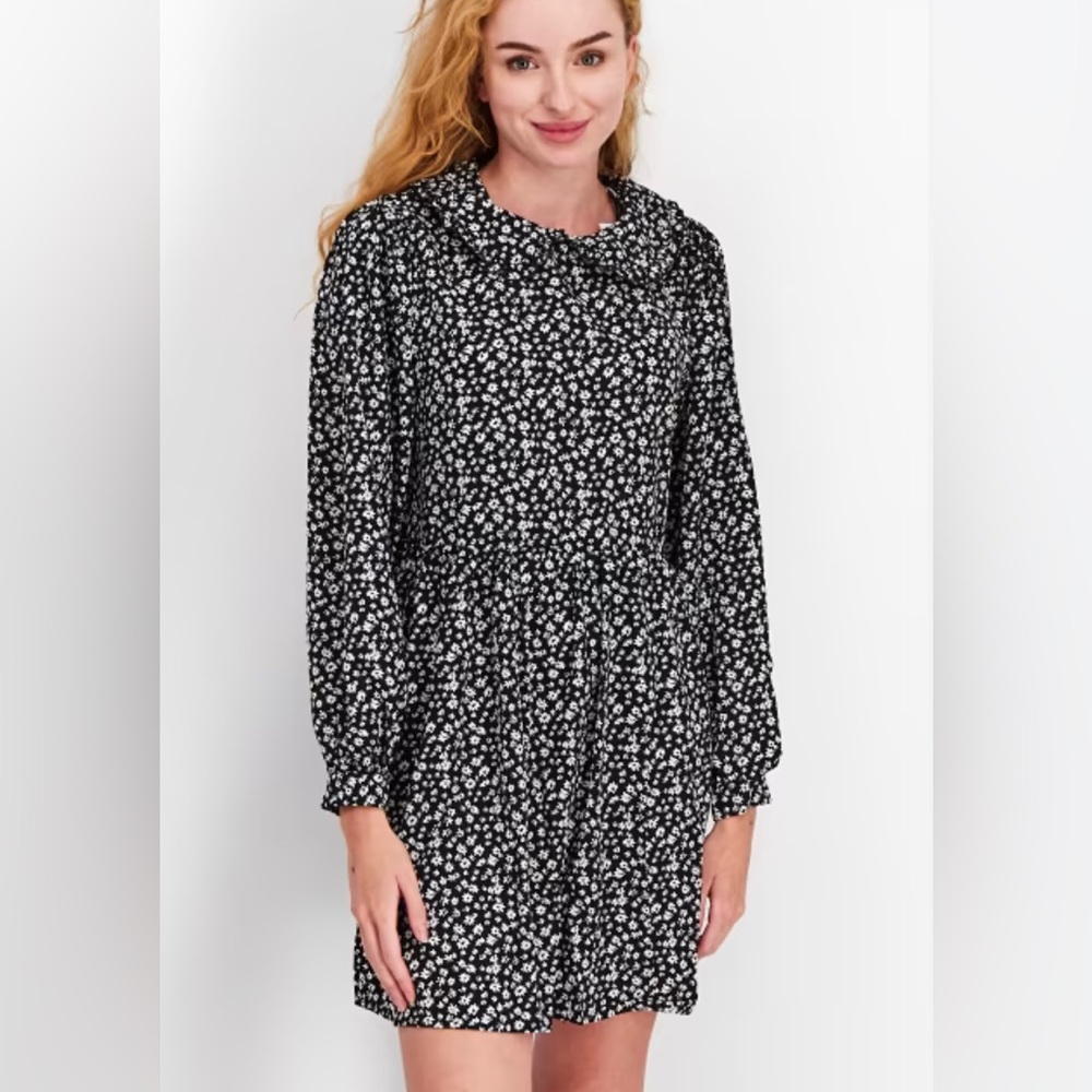 Daisy Street @ASOS Dress Long  Sleeve Collared Mini Size Small Black & White NWT